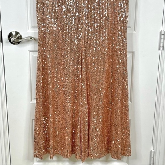ELIZA J Sequin V Back Long Sleeve Trumpet Gown NEW Size 14 Dress - Picture 11 of 14